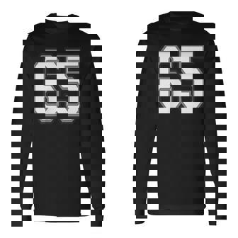 Número 65 65 En Negro Blanco Y Gris Camiseta de manga larga - Regaloses