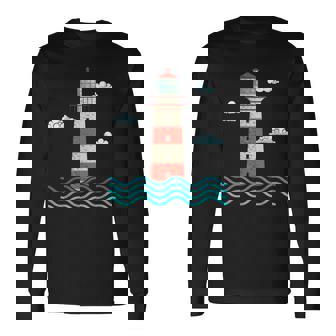 Océano Olas Amantes Del Faro Mar Faro Camiseta de manga larga - Regaloses