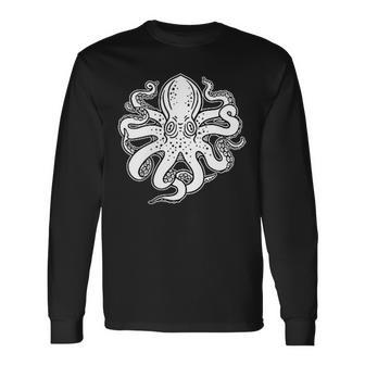Octopus Old School Sailor Tattoo Clipper Ship And Swallows Long Sleeve T-Shirt - Monsterry AU