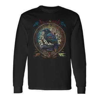 Odin's Raven Northman Valhalla Norse Mythology Long Sleeve T-Shirt - Monsterry