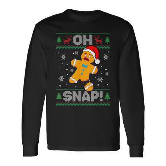 Oh Snap Gingerbread Man Christmas Cookie Baking Xmas Long Sleeve T-Shirt | Mazezy