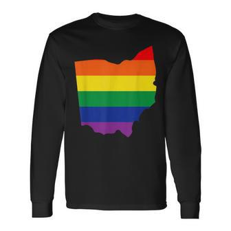Ohio Gay Pride Lgbt State Oh Flag Long Sleeve T-Shirt - Monsterry