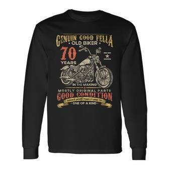 Old Biker 70 Years In The Making 70Th Birthday Biker Long Sleeve T-Shirt - Thegiftio UK