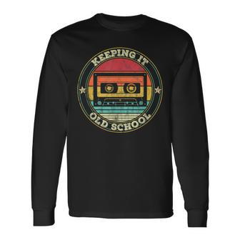 Old School Hip Hop 80S 90S Mixtape Cassette Tape Graphic Long Sleeve T-Shirt - Thegiftio UK
