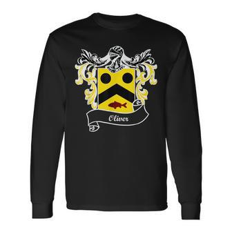 Oliver Coat Of Arms Surname Last Name Family Crest Long Sleeve T-Shirt - Seseable