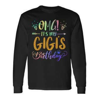 Omg It's My Gigi's Birthday Tie Dye Party Themed Grandchild Long Sleeve T-Shirt - Thegiftio UK