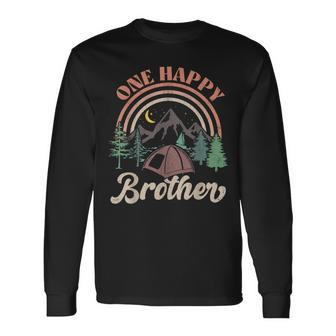 One Happy Brother Happy Camper Family First Birthday Party Long Sleeve T-Shirt - Seseable