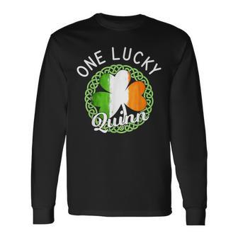 One Lucky Quinn Irish Family Name Long Sleeve T-Shirt - Seseable