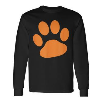 Orange Paw Print Long Sleeve T-Shirt - Monsterry DE