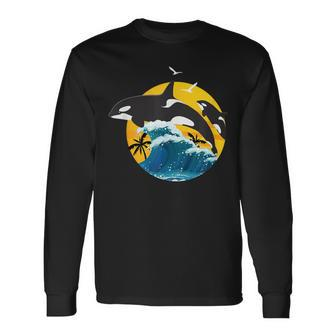 Orca Squad Whale Sunset Sea Animal Wildlife Boys & Girls Long Sleeve T-Shirt - Monsterry AU