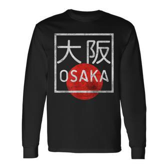 Osaka Japan In Japanese Kanji Font Langarmshirts - Seseable