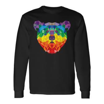 Oso Geométrico Lgbt Bandera Arco Iris Orgullo Gay Camiseta de manga larga - Regaloses