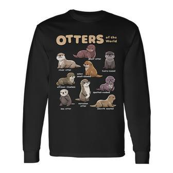 Otter Sea Animals Of The World Chibi Otter Lover Educational Long Sleeve T-Shirt - Monsterry