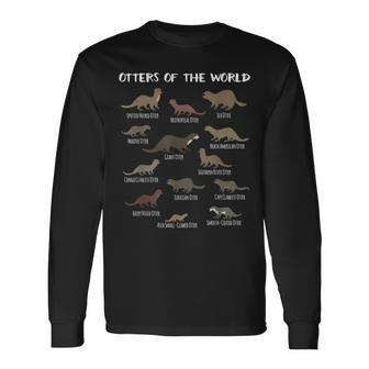 Otters Of The World Sea Otter Giant Otter Educational Long Sleeve T-Shirt - Seseable