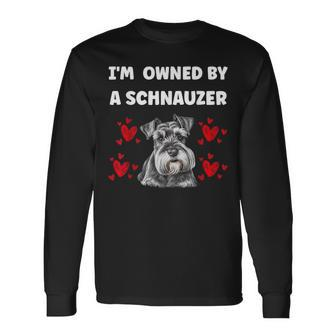 I Am Owned By A Schnauzer Long Sleeve T-Shirt - Seseable