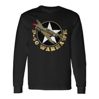 P-40 Warkhawk Fighter Aircraft Ww2 Airplane Military Long Sleeve T-Shirt - Monsterry