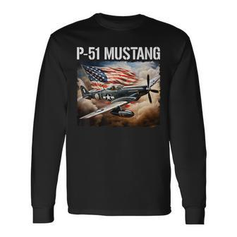 P-51 Mustang American Ww2 Fighter Airplane P-51 Mustang Long Sleeve T-Shirt | Mazezy CA