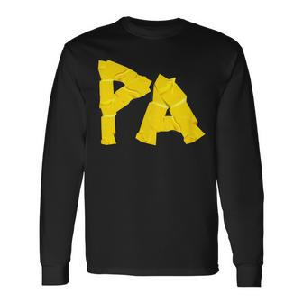 Pa Papa Fathers Day Dad Tape Style Long Sleeve T-Shirt - Seseable