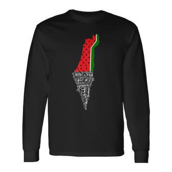 Palestine Map Watermelon Langarmshirts - Seseable