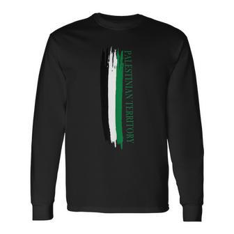 Palestinian Territory Flag Color Stripes Long Sleeve T-Shirt - Monsterry AU