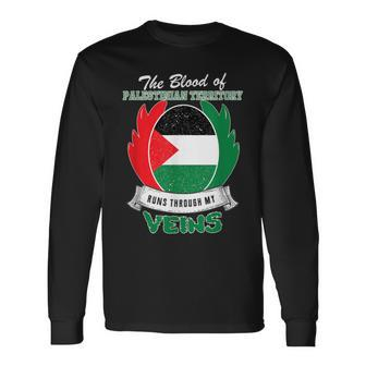 Palestinian Territory In My Veins Long Sleeve T-Shirt - Monsterry