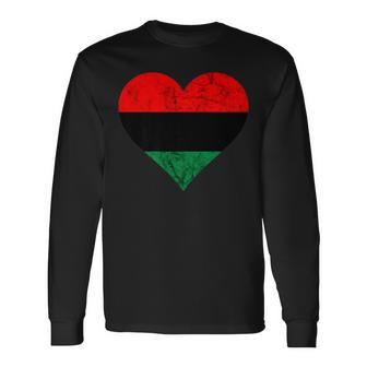 Pan African Heart Unia Flag Afro American Black Liberation Long Sleeve T-Shirt - Monsterry AU