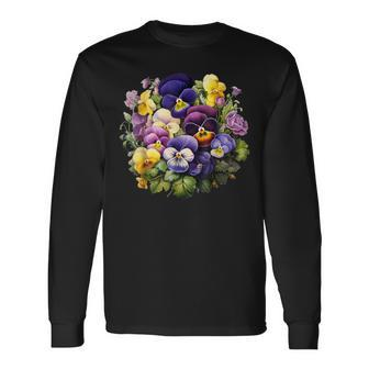 Pansies Flowers Pansy Lover Gardening Gardener Long Sleeve T-Shirt - Seseable