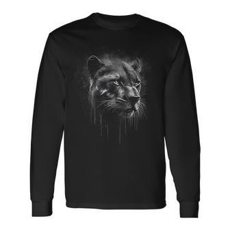Panther Lover Animal Big Cat Panther Animal Black Long Sleeve T-Shirt - Seseable