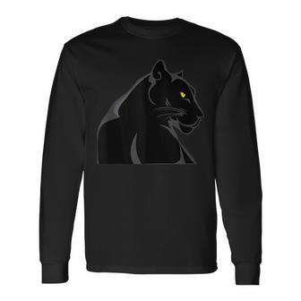 Panthera Species Cat Leopard Melanistic Black Jaguar Panther Long Sleeve T-Shirt - Monsterry UK