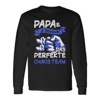 Papa 2 Söhne Perfekte Chaos Team Father's Day Langarmshirts - Geschenkecke