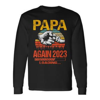 Papa Again Est 2023 Loading Future New Father's Day Long Sleeve T-Shirt - Monsterry UK
