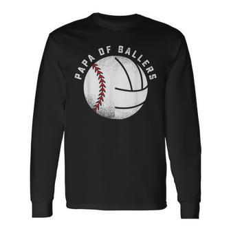 Papa Baseballolleyball Spieler Tochter Sohn Sport Team Dad Langarmshirts - Geschenkecke