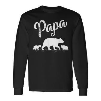 Papa Bear 2 Cub Bear Animal Lover Papa Bear Father's Day Long Sleeve T-Shirt - Monsterry CA