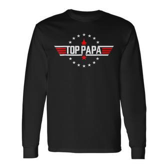 Papa Est 2024 Promoted To Grandpa Father's Day 2024 New Papa Long Sleeve T-Shirt - Seseable