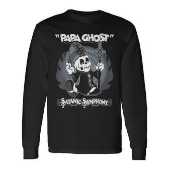 Papa Ghost Vintage Cartoon Satanic Symphony Creepy Cute Long Sleeve T-Shirt - Monsterry AU