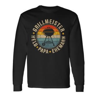 Papa Grillmeister Held Ehemann Für Grillenatertag Langarmshirts - Geschenkecke