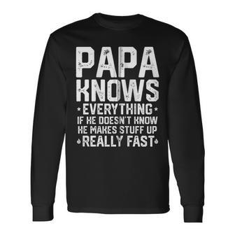 Papa Knows Everythingintage Opa Dad Witzeatertag Kapuzenjacke Langarmshirts - Geschenkecke