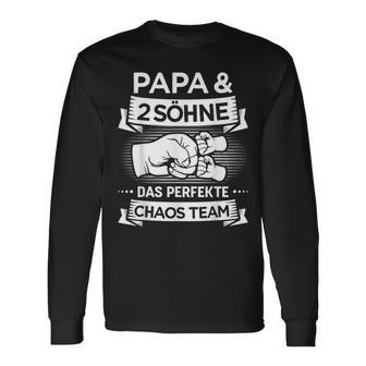 Papa Zwei Jungs Chaos Team Fürateron 2 Söhnenatertag Langarmshirts - Geschenkecke