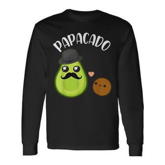 Papacado Papa Avocado Lover Matching Dad Father's Day Long Sleeve T-Shirt - Monsterry