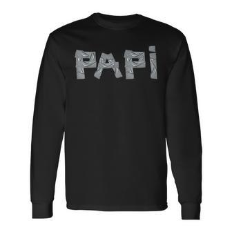 Papi Dad Fathers Day 2024 Tape Style Long Sleeve T-Shirt - Seseable