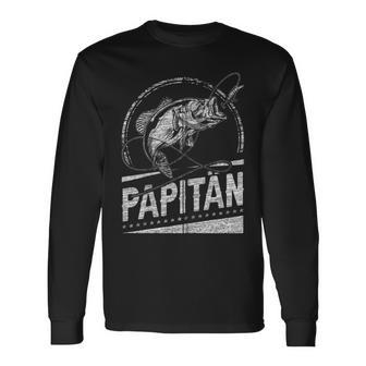 Papitän Papa Angler Papa Fischerintage-Look Kapuzenjacke Langarmshirts - Geschenkecke