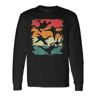 Parachutist Wingsuit Flying Parachuting Skydiver Silhouettes Long Sleeve T-Shirt - Monsterry