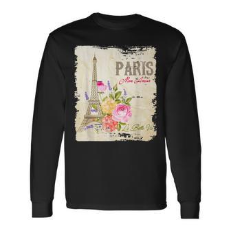 Paris Mon Amour Eiffel Tower Love Paris French Souvenir Long Sleeve T-Shirt - Monsterry AU