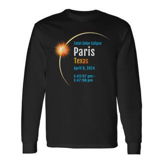 Paris Texas Tx Total Solar Eclipse 2024 1 Long Sleeve T-Shirt | Mazezy