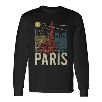 Paris Vacation France Holiday Eiffel Tower Love Paris Long Sleeve T-Shirt - Seseable