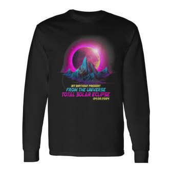 Pastel Vaporwave Total Solar Eclipse Apr 8 2024 Birthday Long Sleeve T-Shirt | Mazezy