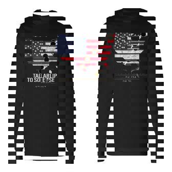 Path Of Totality America Usa Map Total Solar Eclipse 2024 Long Sleeve T-Shirt - Thegiftio