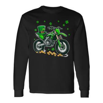 Patrick's Day Dirt Bike Shamrocks Lucky Patrick's Day Coin Long Sleeve T-Shirt - Thegiftio UK
