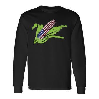 Patriotic American Flag Corn On The Cob Long Sleeve T-Shirt - Monsterry DE