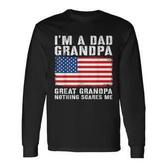 Patriotic American Flag Dad Grandpa Great Grandpa Graphic Long Sleeve T-Shirt - Monsterry